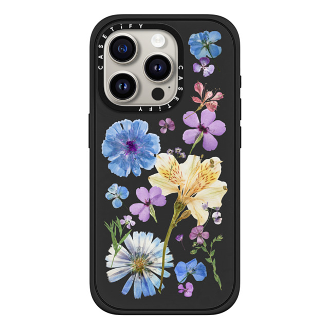 CASETiFY iPhone 15 Pro ケース マットブラック インパクトケース MagSafe対応 Floral,nature Pressed Floral