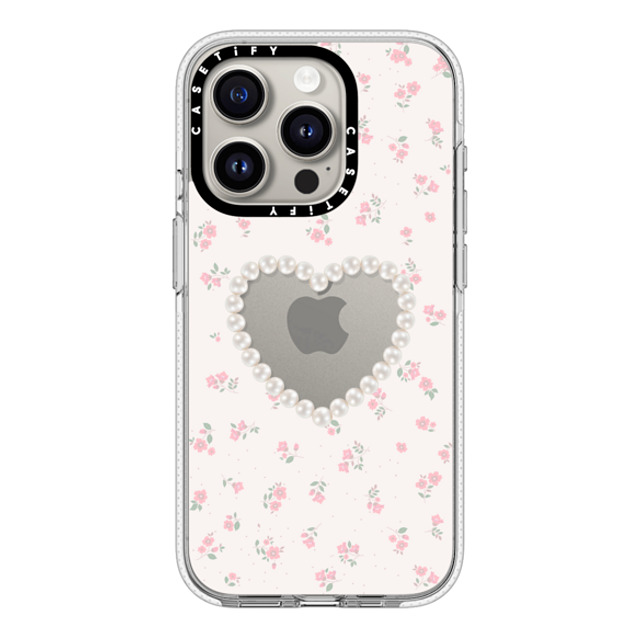 CASETiFY iPhone 15 Pro ケース クリア クリア ケース MagSafe対応 Heart,Cottagecore Pearly Heart