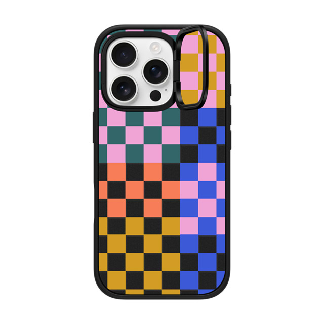 Oh Joy x CASETiFY iPhone 16 Pro ケース マットブラック インパクトリングスタンドケース MagSafe対応 Checker Party