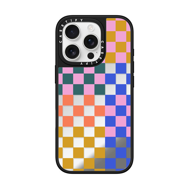 Oh Joy x CASETiFY iPhone 16 Pro ケース Silver on Black ミラーケース MagSafe対応 Checker Party