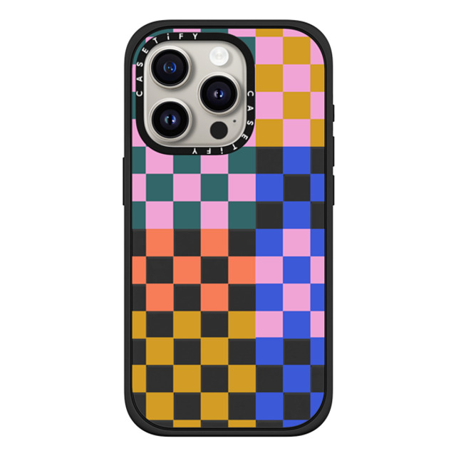 Oh Joy x CASETiFY iPhone 15 Pro ケース マットブラック インパクトケース MagSafe対応 Checker Party