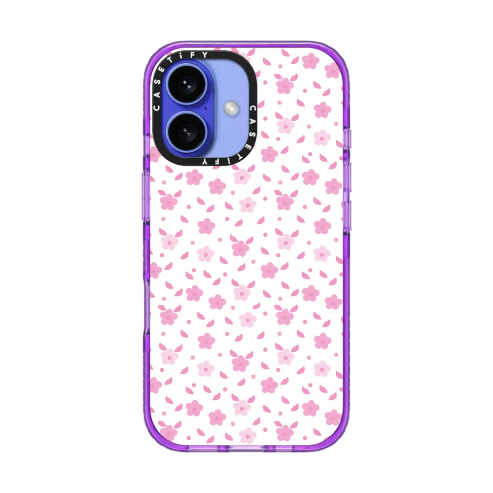 Impact iPhone 16 Case MagSafe Compatible - Abstract pink white boho floral illustration