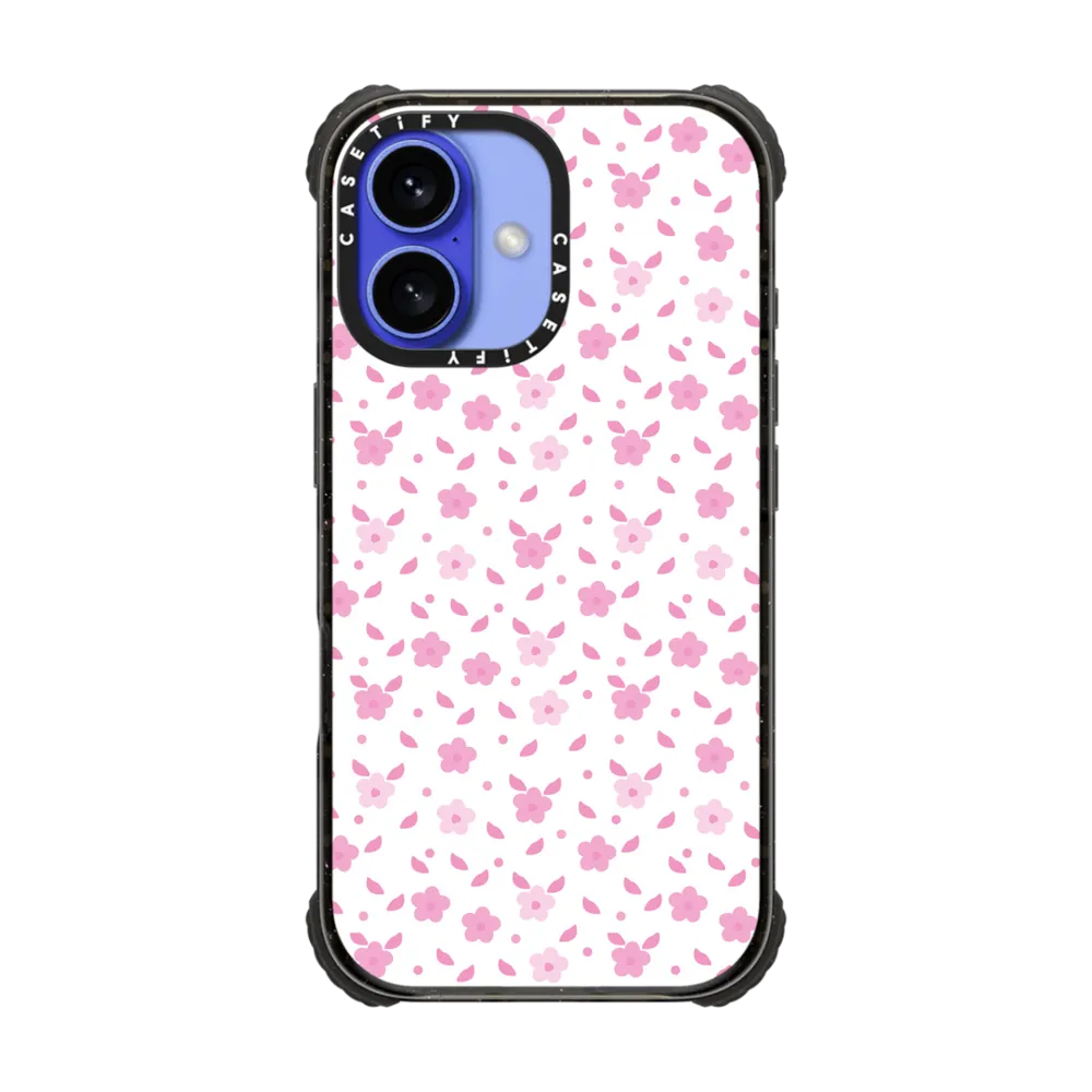 Ultra Impact iPhone 16 Case MagSafe Compatible - Abstract pink white boho floral illustration
