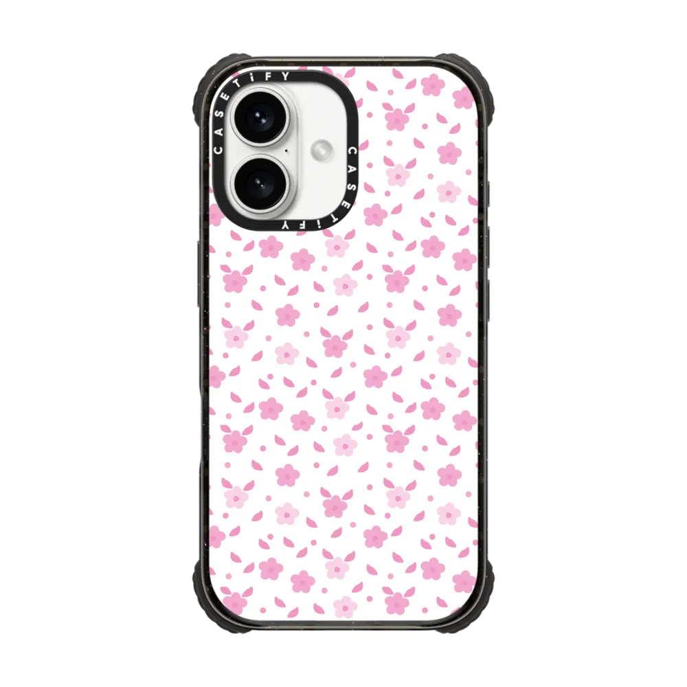 Ultra Impact iPhone 16 Case MagSafe Compatible - Abstract pink white boho floral illustration