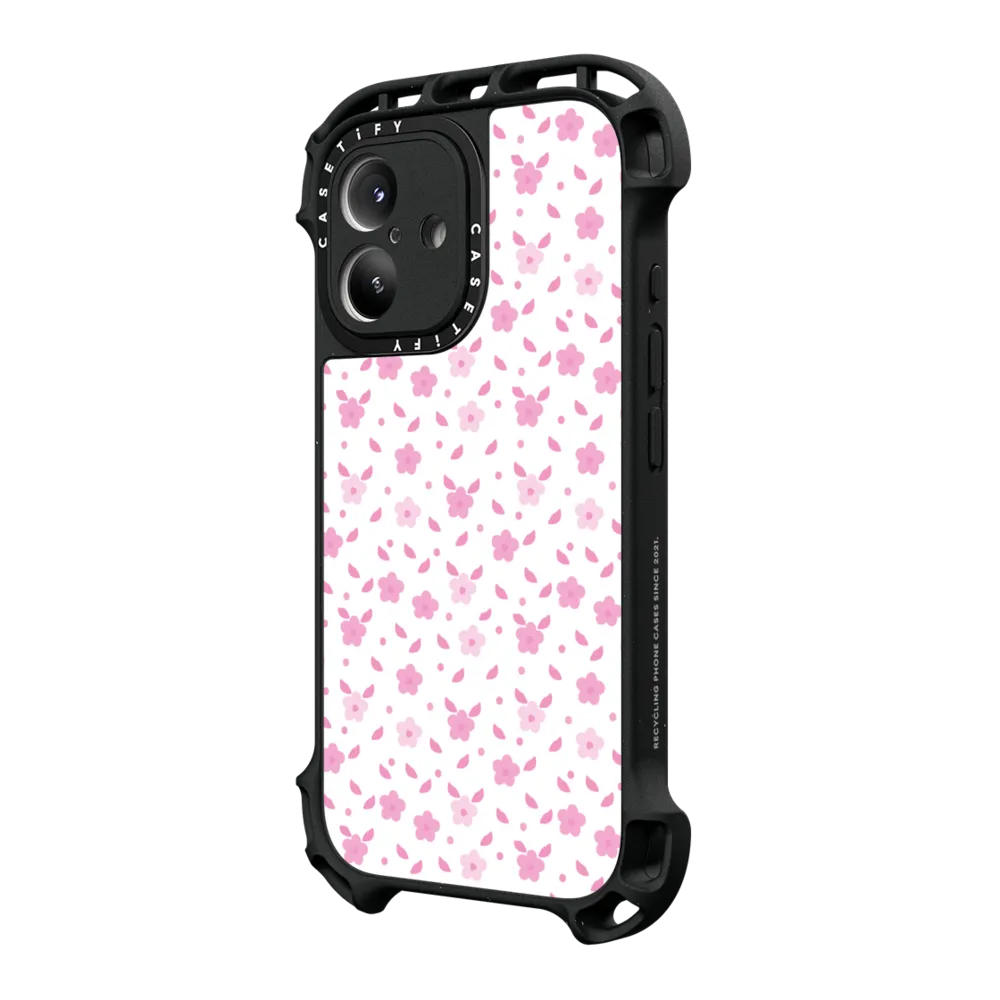 Ultra Bounce iPhone 16 Case MagSafe Compatible - Abstract pink white boho floral illustration