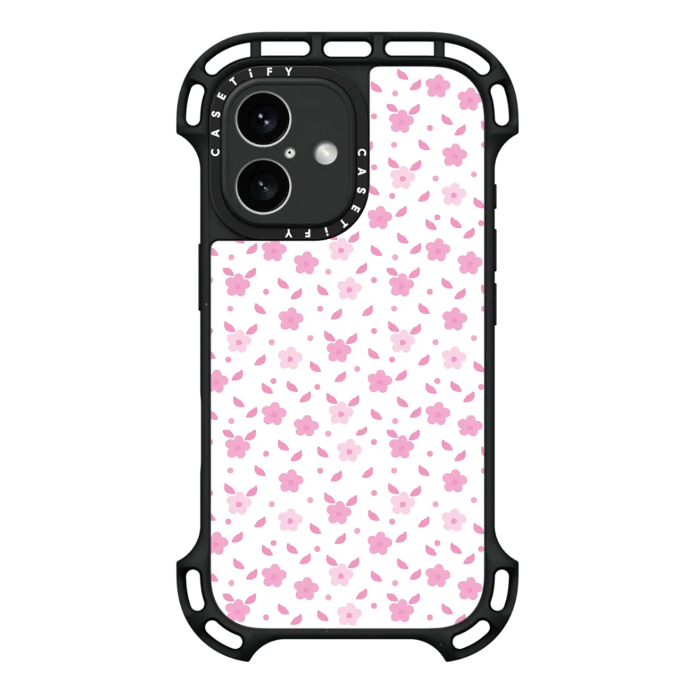 Ultra Bounce iPhone 16 Case MagSafe Compatible - Abstract pink white boho floral illustration
