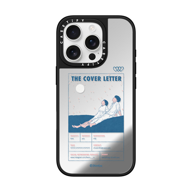 Shinkiru x CASETiFY iPhone 16 Pro ケース Cartoon,Love Silver on Black ミラーケース MagSafe対応 the cover letter by shinkiru Back to School Shinkiru x CASETiFY iPhone 16 Pro ケース Cartoon,Love Silver on Black ミラーケース MagSafe対応 the cover letter by shinkiru Back to School