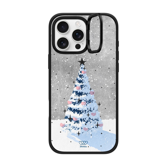 Shinkiru x CASETiFY iPhone 16 Pro Max ケース マットブラック インパクトリングスタンドケース MagSafe対応 Merry Christmas