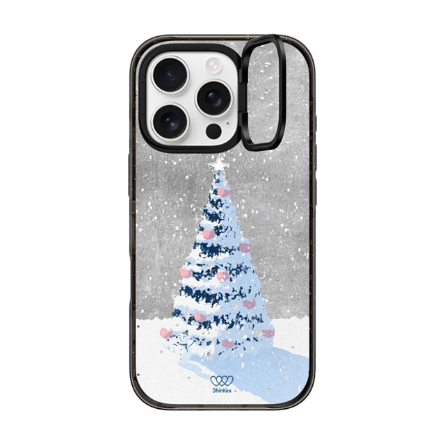 Shinkiru x CASETiFY iPhone 16 Pro ケース ブラック インパクトリングスタンドケース MagSafe対応 Merry Christmas