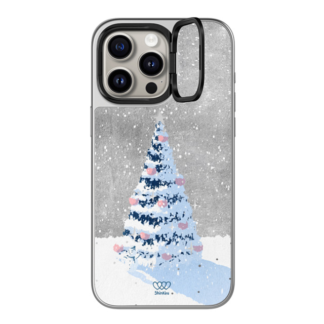 Shinkiru x CASETiFY iPhone 15 Pro Max ケース シルバー (シルバーバンパー) ミラー リングスタンドケース MagSafe対応 Merry Christmas