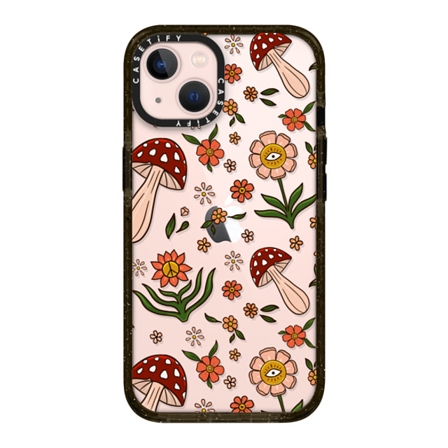 Blooming Lau x CASETiFY iPhone 13 ケース ブラック インパクトケース Red Mushroom Pattern by Blooming Lau