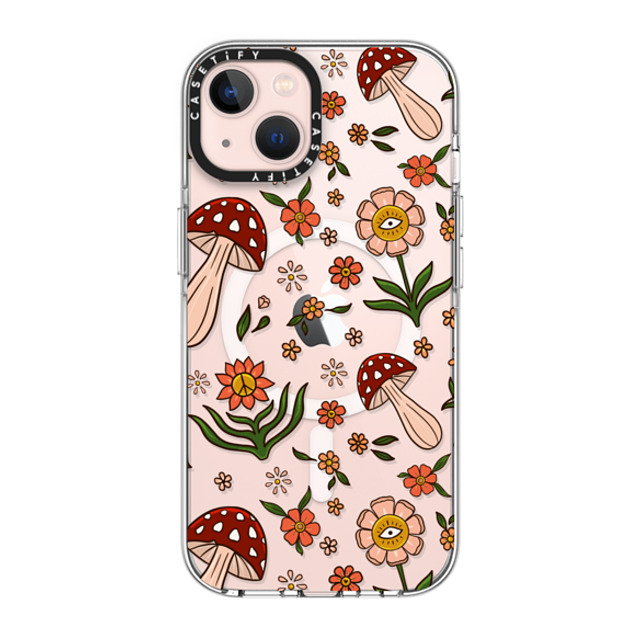 Blooming Lau x CASETiFY iPhone 13 ケース クリア クリア ケース MagSafe対応 Red Mushroom Pattern by Blooming Lau