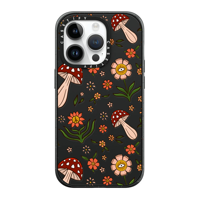 Blooming Lau x CASETiFY iPhone 14 Pro ケース マットブラック インパクトケース MagSafe対応 Red Mushroom Pattern by Blooming Lau