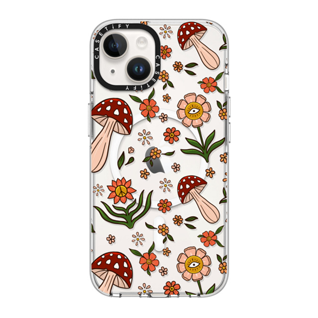 Blooming Lau x CASETiFY iPhone 14 ケース クリア クリア ケース MagSafe対応 Red Mushroom Pattern by Blooming Lau