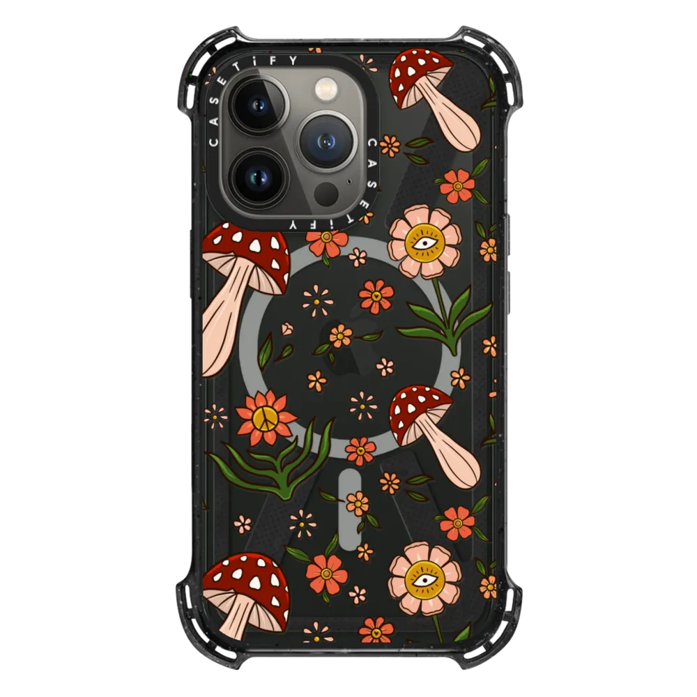Bounce iPhone 13 Pro Case MagSafe Compatible - Red Mushroom Pattern by Blooming Lau