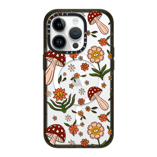 Blooming Lau x CASETiFY iPhone 14 Pro ケース ブラック インパクトケース MagSafe対応 Red Mushroom Pattern by Blooming Lau