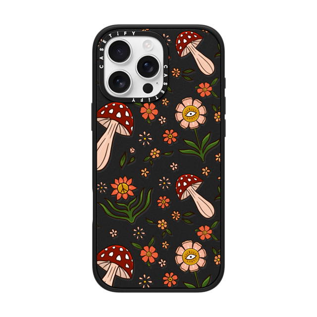 Blooming Lau x CASETiFY iPhone 16 Pro Max ケース マットブラック インパクトケース MagSafe対応 Red Mushroom Pattern by Blooming Lau