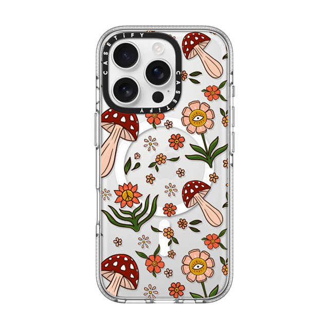 Blooming Lau x CASETiFY iPhone 16 Pro ケース クリア クリア ケース MagSafe対応 Red Mushroom Pattern by Blooming Lau