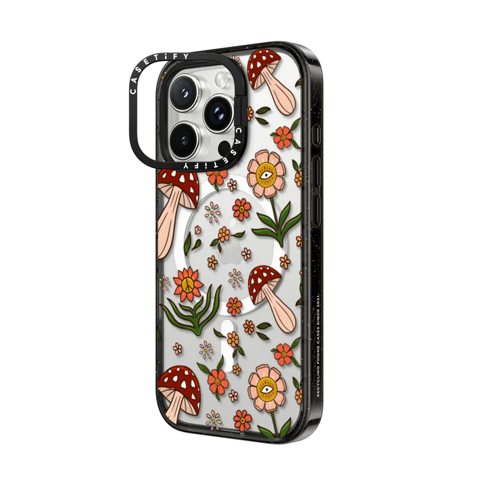 Impact Ring Stand iPhone 16 Pro Case MagSafe Compatible - Red Mushroom Pattern by Blooming Lau