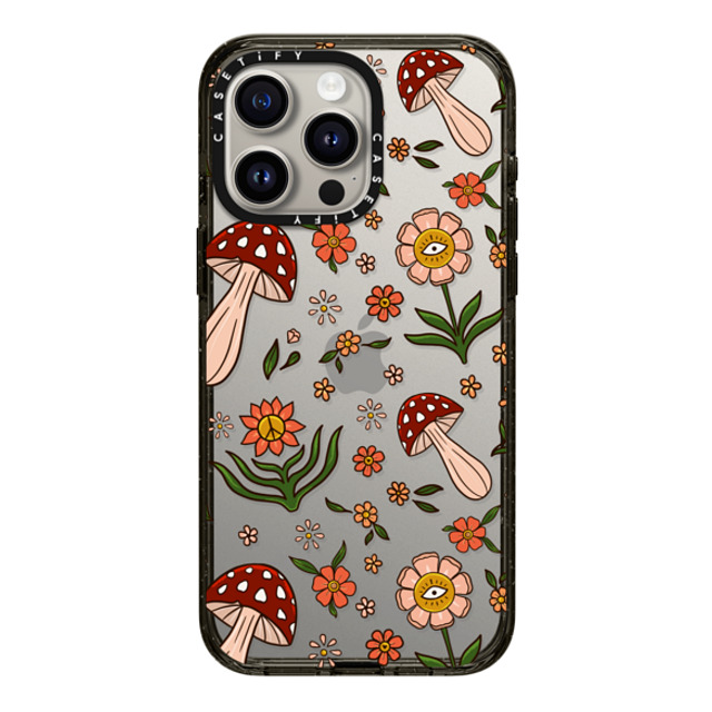 Blooming Lau x CASETiFY iPhone 15 Pro Max ケース ブラック インパクトケース Red Mushroom Pattern by Blooming Lau