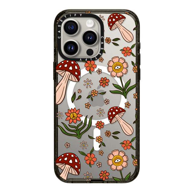 Blooming Lau x CASETiFY iPhone 15 Pro Max ケース ブラック インパクトケース MagSafe対応 Red Mushroom Pattern by Blooming Lau