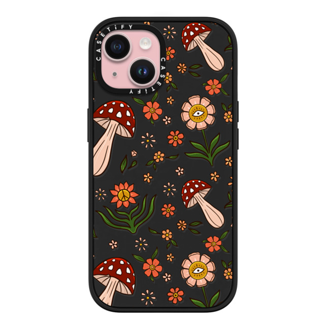 Blooming Lau x CASETiFY iPhone 15 ケース マットブラック インパクトケース MagSafe対応 Red Mushroom Pattern by Blooming Lau