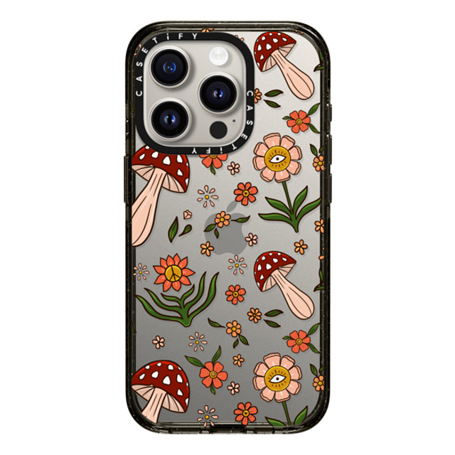 Blooming Lau x CASETiFY iPhone 15 Pro ケース ブラック インパクトケース Red Mushroom Pattern by Blooming Lau