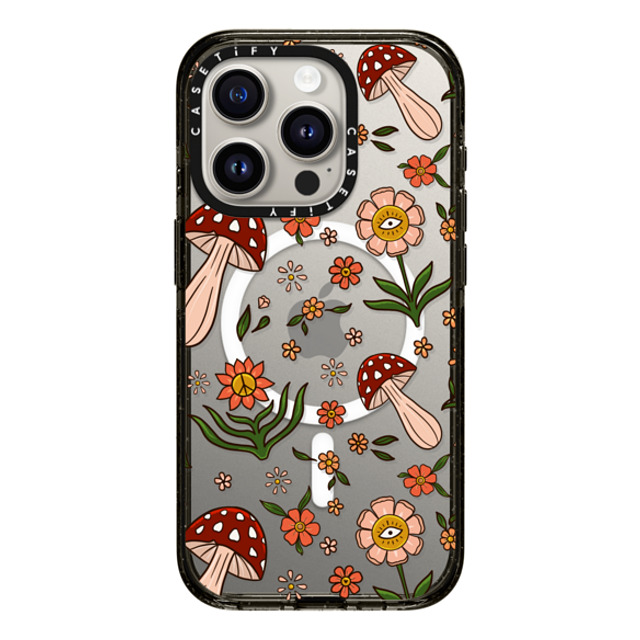 Blooming Lau x CASETiFY iPhone 15 Pro ケース ブラック インパクトケース MagSafe対応 Red Mushroom Pattern by Blooming Lau