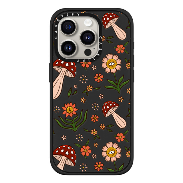 Blooming Lau x CASETiFY iPhone 15 Pro ケース マットブラック インパクトケース MagSafe対応 Red Mushroom Pattern by Blooming Lau