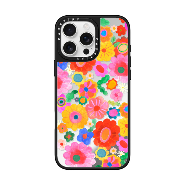 Shannon Snow x CASETiFY iPhone 16 Pro Max ケース Pattern,Y2K Silver on Black ミラーケース MagSafe対応 Groovy Florals by Shannon Snow Back to School Shannon Snow x CASETiFY iPhone 16 Pro Max ケース Pattern,Y2K Silver on Black ミラーケース MagSafe対応 Groovy Florals by Shannon Snow Back to School