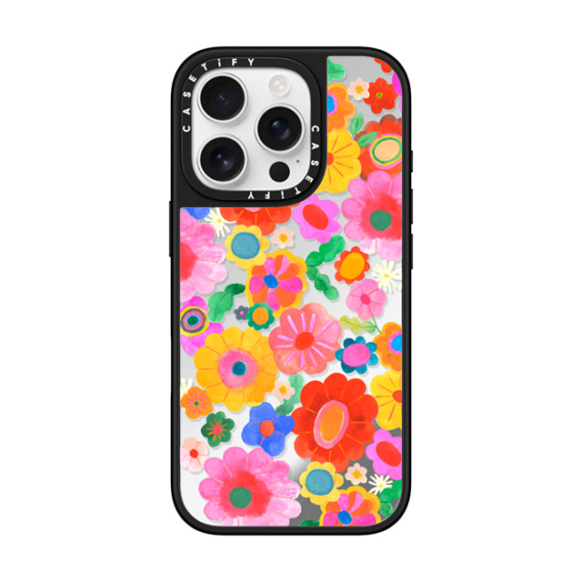 Shannon Snow x CASETiFY iPhone 16 Pro ケース Pattern,Y2K Silver on Black ミラーケース MagSafe対応 Groovy Florals by Shannon Snow Back to School Shannon Snow x CASETiFY iPhone 16 Pro ケース Pattern,Y2K Silver on Black ミラーケース MagSafe対応 Groovy Florals by Shannon Snow Back to School
