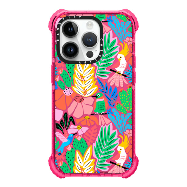 Sandra Hutter x CASETiFY iPhone 14 Pro ケース Bubble Gum ウルトラインパクトケース Tropical Birds Jungle Rainforest Exotic Summer Pattern Father's Day Sandra Hutter x CASETiFY iPhone 14 Pro ケース Bubble Gum ウルトラインパクトケース Tropical Birds Jungle Rainforest Exotic Summer Pattern Father's Day