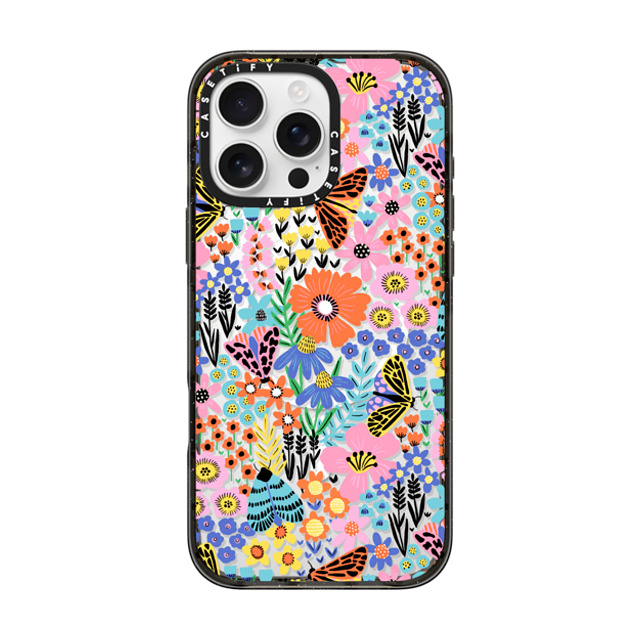 Sandra Hutter x CASETiFY iPhone 16 Pro Max ケース ブラック インパクトケース MagSafe対応 Butterfly Moth Flower Meadow - Floral Summer Pattern Father's Day Sandra Hutter x CASETiFY iPhone 16 Pro Max ケース ブラック インパクトケース MagSafe対応 Butterfly Moth Flower Meadow - Floral Summer Pattern Father's Day