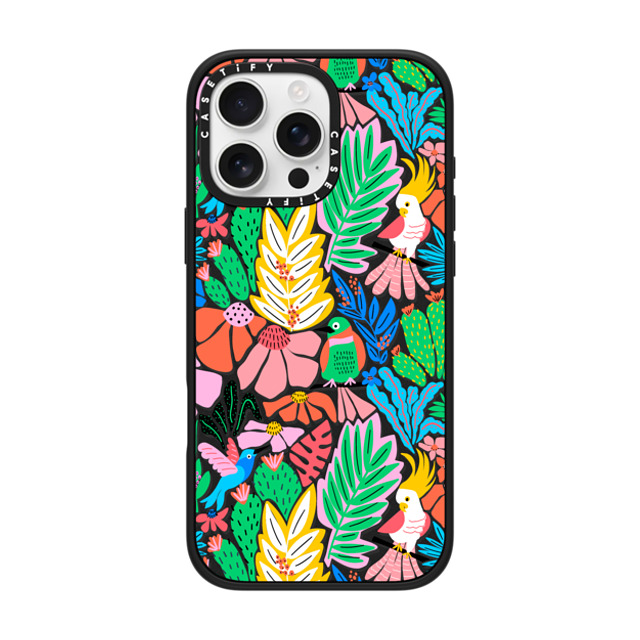 Sandra Hutter x CASETiFY iPhone 16 Pro Max ケース マットブラック インパクトケース MagSafe対応 Tropical Birds Jungle Rainforest Exotic Summer Pattern