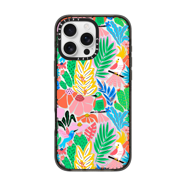 Sandra Hutter x CASETiFY iPhone 16 Pro Max ケース ブラック インパクトケース Tropical Birds Jungle Rainforest Exotic Summer Pattern