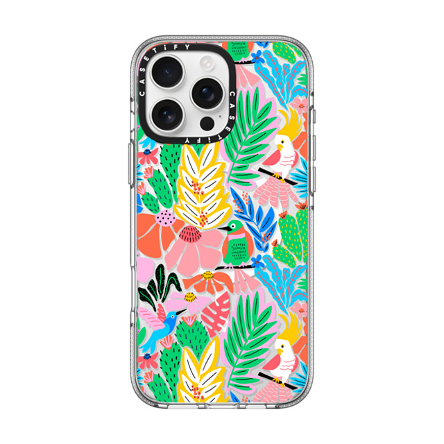 Sandra Hutter x CASETiFY iPhone 16 Pro Max ケース クリア クリア ケース MagSafe対応 Tropical Birds Jungle Rainforest Exotic Summer Pattern