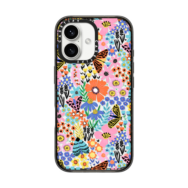 Sandra Hutter x CASETiFY iPhone 16 ケース ブラック インパクトケース Butterfly Moth Flower Meadow - Floral Summer Pattern Father's Day Sandra Hutter x CASETiFY iPhone 16 ケース ブラック インパクトケース Butterfly Moth Flower Meadow - Floral Summer Pattern Father's Day