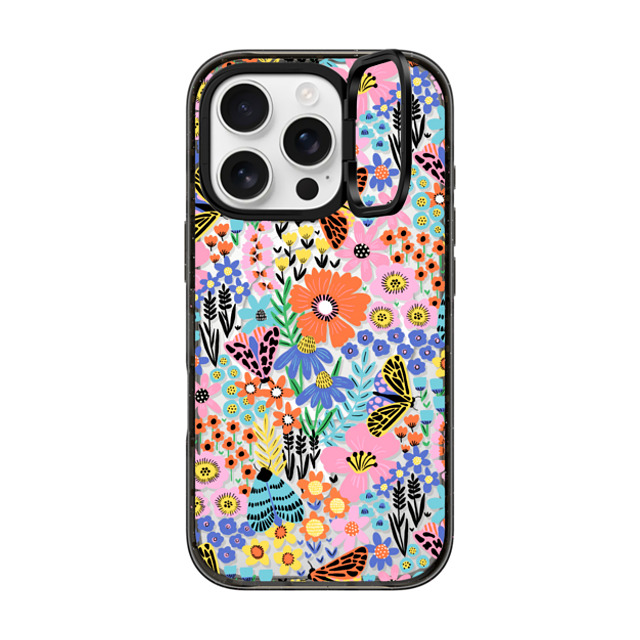Sandra Hutter x CASETiFY iPhone 16 Pro ケース ブラック インパクトリングスタンドケース MagSafe対応 Butterfly Moth Flower Meadow - Floral Summer Pattern Father's Day Sandra Hutter x CASETiFY iPhone 16 Pro ケース ブラック インパクトリングスタンドケース MagSafe対応 Butterfly Moth Flower Meadow - Floral Summer Pattern Father's Day