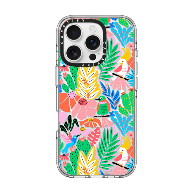 Sandra Hutter x CASETiFY iPhone 16 Pro ケース クリア クリア ケース MagSafe対応 Tropical Birds Jungle Rainforest Exotic Summer Pattern