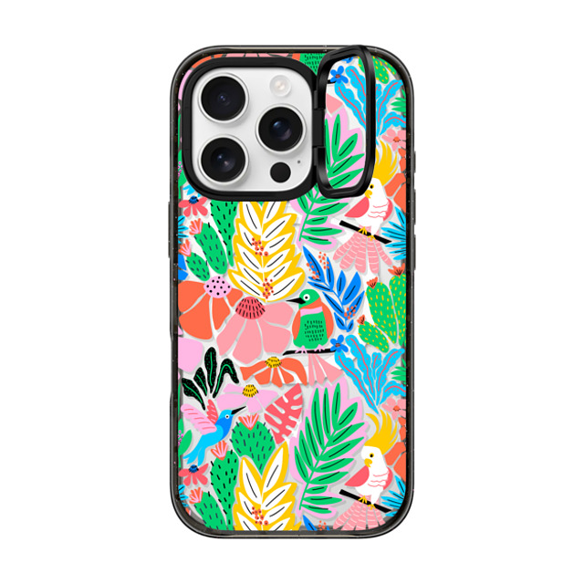 Sandra Hutter x CASETiFY iPhone 16 Pro Case Black インパクトリングスタンドケース MagSafe対応 Tropical Birds Jungle Rainforest Exotic Summer Pattern Father's Day Sandra Hutter x CASETiFY iPhone 16 Pro Case Black インパクトリングスタンドケース MagSafe対応 Tropical Birds Jungle Rainforest Exotic Summer Pattern Father's Day