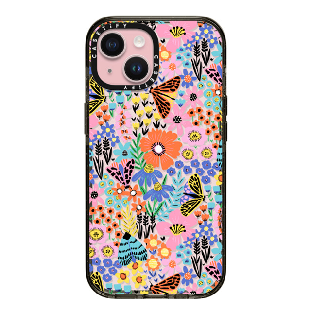 Sandra Hutter x CASETiFY iPhone 15 ケース ブラック インパクトケース Butterfly Moth Flower Meadow - Floral Summer Pattern Father's Day Sandra Hutter x CASETiFY iPhone 15 ケース ブラック インパクトケース Butterfly Moth Flower Meadow - Floral Summer Pattern Father's Day