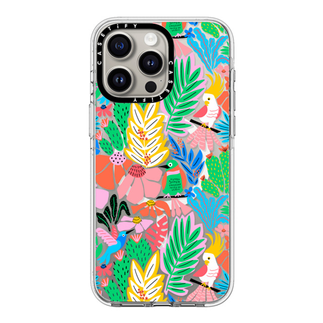 Sandra Hutter x CASETiFY iPhone 15 Pro Max ケース クリア クリア ケース MagSafe対応 Tropical Birds Jungle Rainforest Exotic Summer Pattern