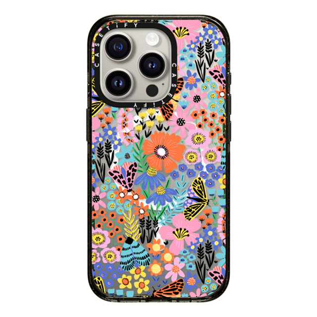 Sandra Hutter x CASETiFY iPhone 15 Pro ケース ブラック インパクトケース MagSafe対応 Butterfly Moth Flower Meadow - Floral Summer Pattern Father's Day Sandra Hutter x CASETiFY iPhone 15 Pro ケース ブラック インパクトケース MagSafe対応 Butterfly Moth Flower Meadow - Floral Summer Pattern Father's Day