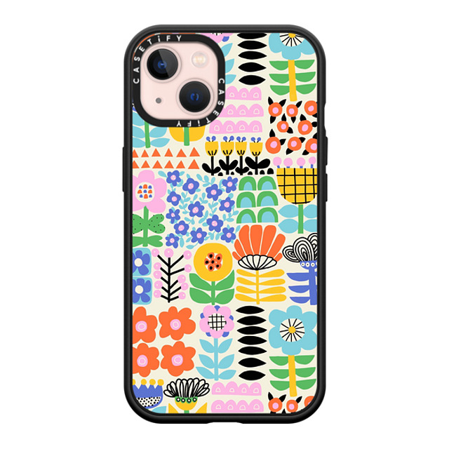 Sandra Hutter x CASETiFY iPhone 13 ケース マットブラック インパクトケース MagSafe対応 Scandinavian Maximalist Florals by Sandra Hutter