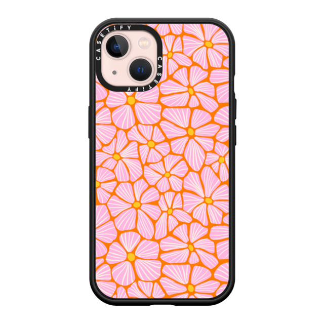 Sandra Hutter x CASETiFY iPhone 13 ケース マットブラック インパクトケース MagSafe対応 Mosaic Flowers by Sandra Hutter