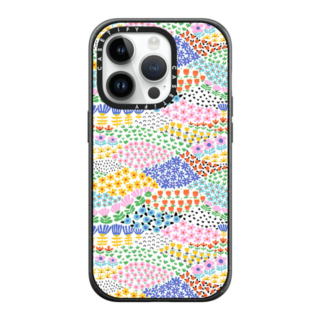 Sandra Hutter x CASETiFY iPhone 14 Pro ケース マットブラック インパクトケース MagSafe対応 Flower Meadow by Sandra Hutter