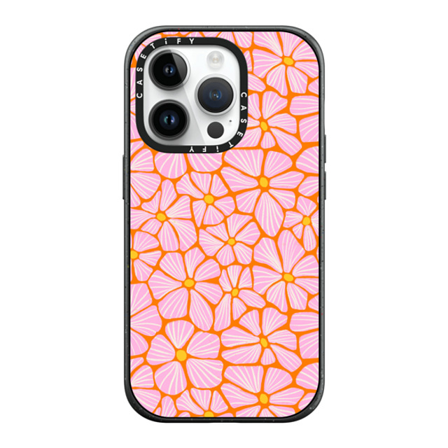 Sandra Hutter x CASETiFY iPhone 14 Pro ケース マットブラック インパクトケース MagSafe対応 Mosaic Flowers by Sandra Hutter