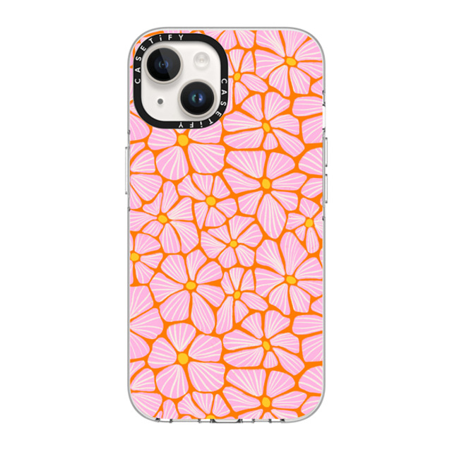 Sandra Hutter x CASETiFY iPhone 14 ケース クリア クリア ケース MagSafe対応 Mosaic Flowers by Sandra Hutter