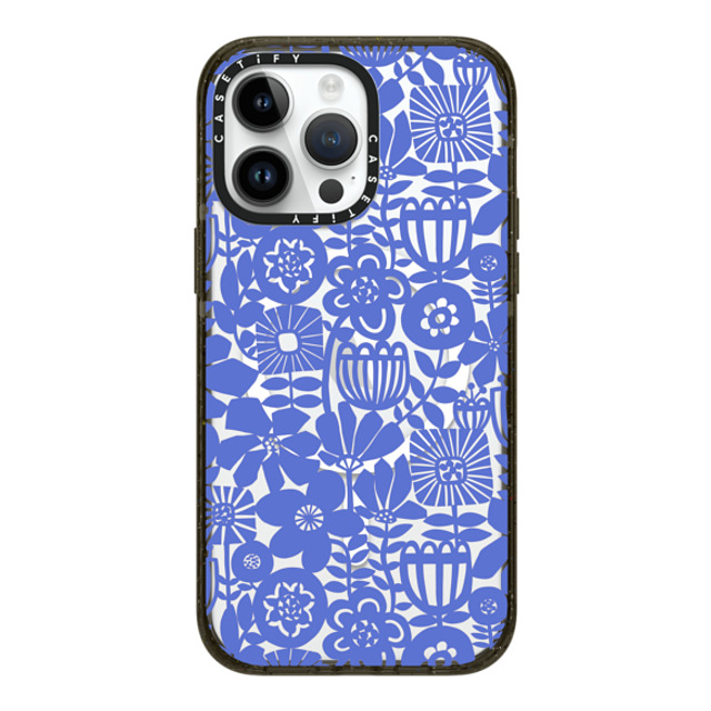 Sandra Hutter x CASETiFY iPhone 14 Pro Max ケース ブラック インパクトケース MagSafe対応 Paper Cutting Floral Collage Blue by Sandra Hutter