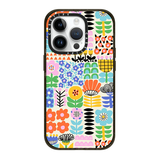 Sandra Hutter x CASETiFY iPhone 14 Pro ケース ブラック インパクトケース MagSafe対応 Scandinavian Maximalist Florals by Sandra Hutter